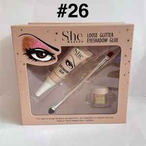 She makeup Loose Glitter Eyeshadow Glue Set - Gold/Silver